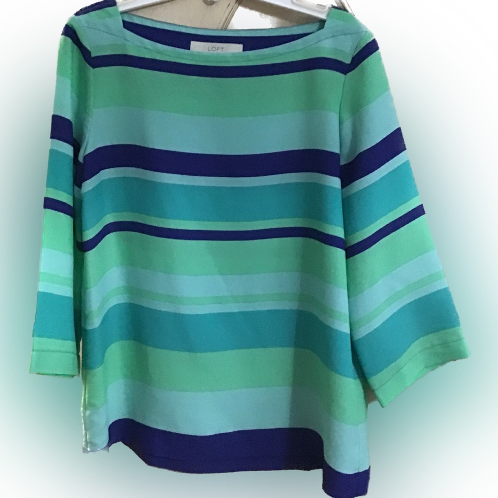 LOFT Sea Glass Striped Blouse